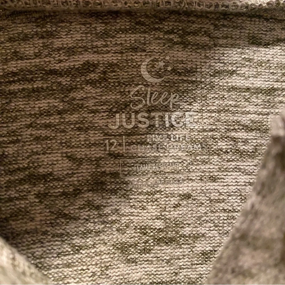 Justice Girls Pajama top‎ size 12 Longsleeve Henley gray let’s chill